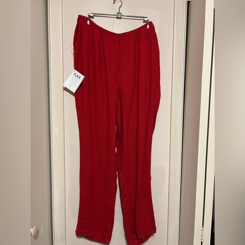 COPY - FLAX DESIGNS NEW RED LINEN PANTS SIZE L  NWT